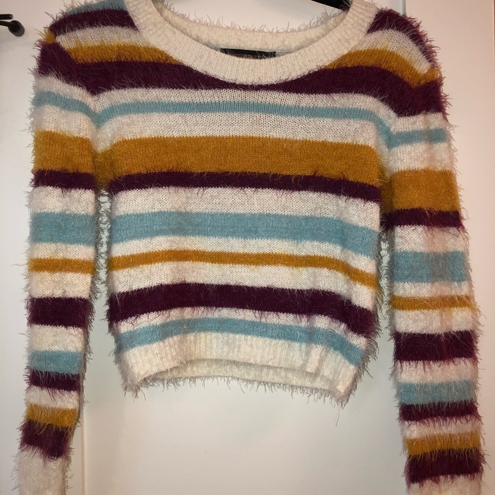 Fuzzy Stripe Crop Top
